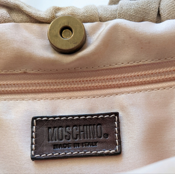 Vintage Moschino Structured Canvas and Leather Tote Bag - Picture 3 of 15